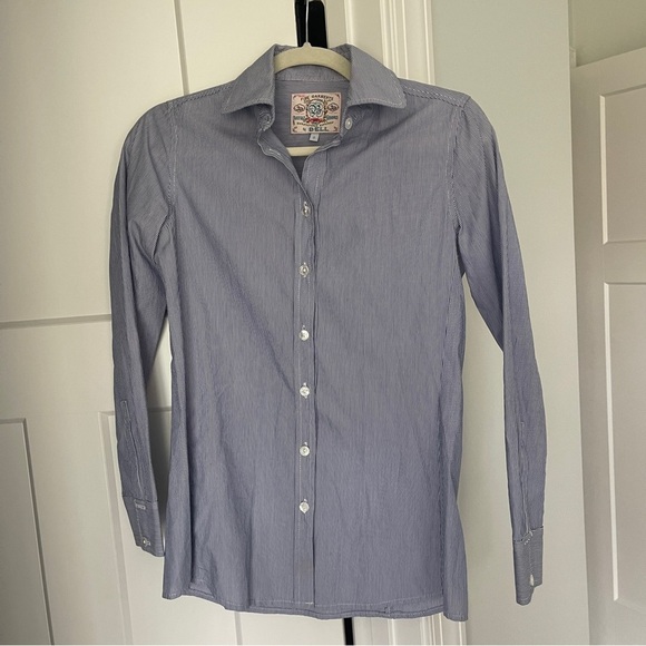 Bell By Alicia Bell Blue White Striped Button Down Top - Picture 1 of 4